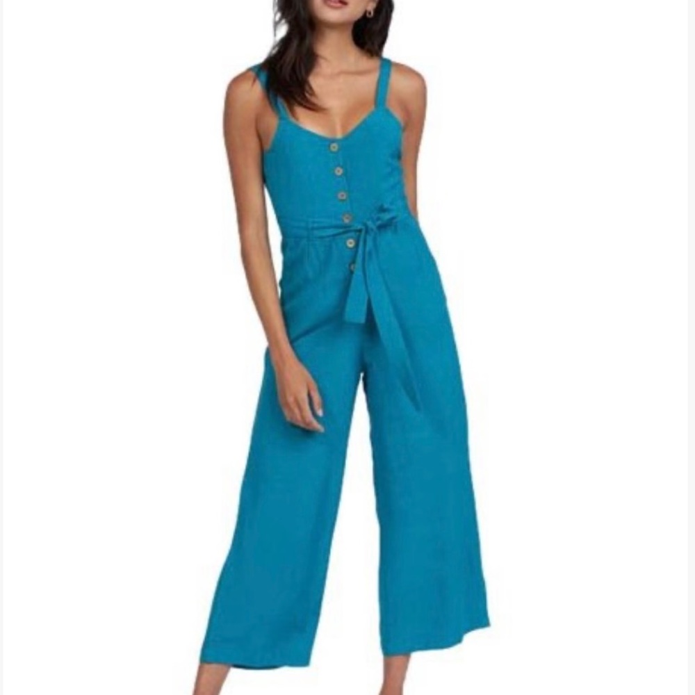 Roxy blue linen jumpsuit